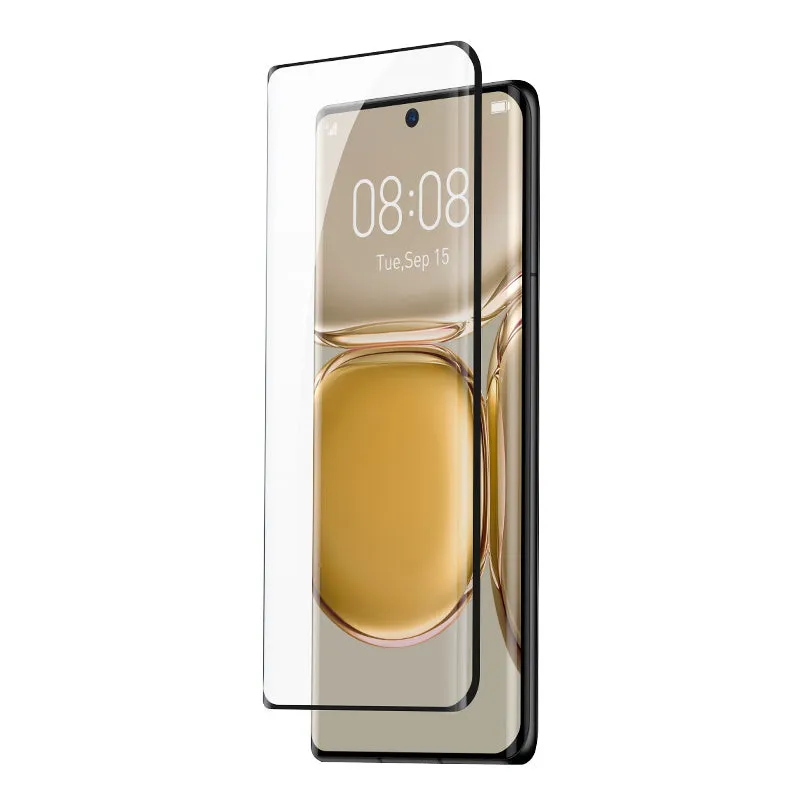 Black full adhesive curved tempered glass screen protector for Huawei P50 Pro with Asahi Glass matte finish and anti-blue light protection
