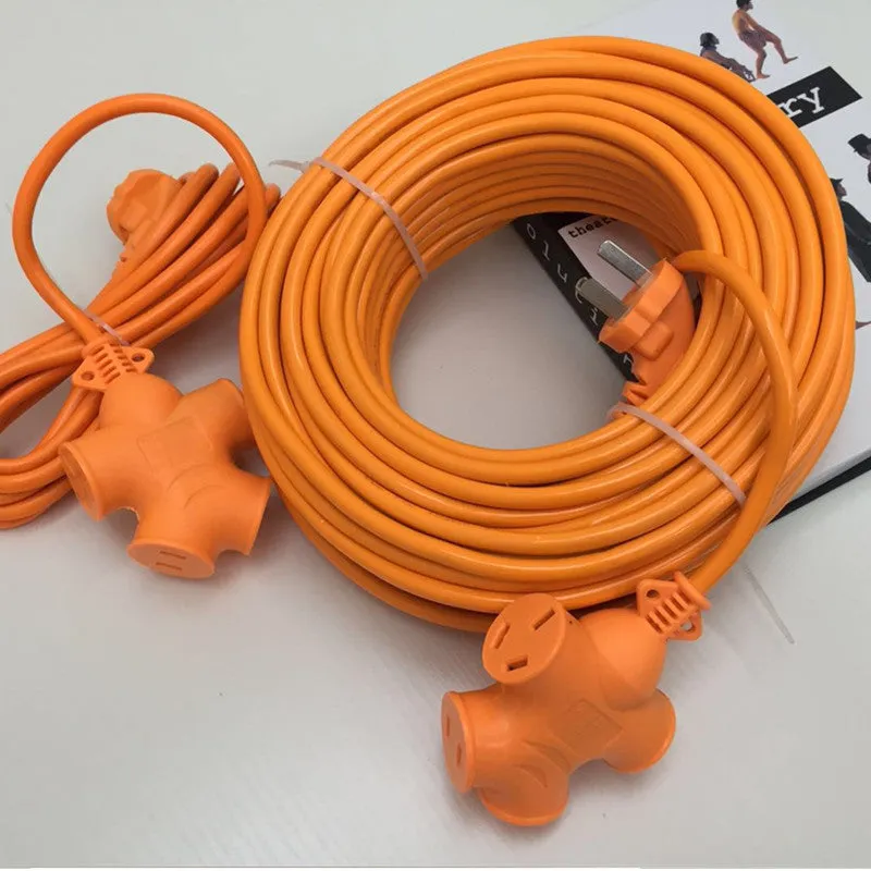 High-power flip-flop socket extension lead with multiple sockets, 2200W 10A, white body with anti-slip plug