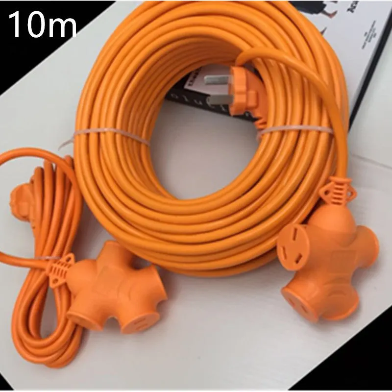 High-power flip-flop socket extension lead with multiple sockets, 2200W 10A, white body with anti-slip plug