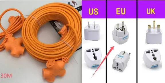 High-power flip-flop socket extension lead with multiple sockets, 2200W 10A, white body with anti-slip plug