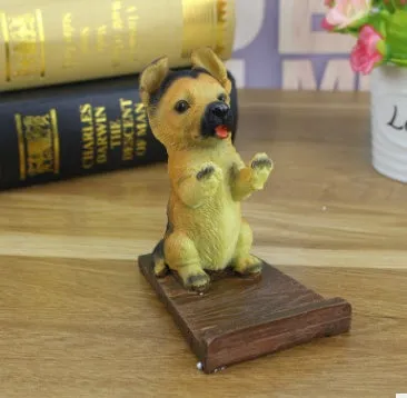 Smart dog resin engraving plastic desk stand bracket holding an iPhone for upright viewing