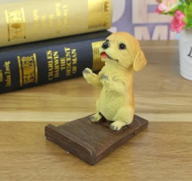 Smart dog resin engraving plastic desk stand bracket holding an iPhone for upright viewing