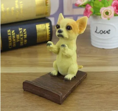 Smart dog resin engraving plastic desk stand bracket holding an iPhone for upright viewing