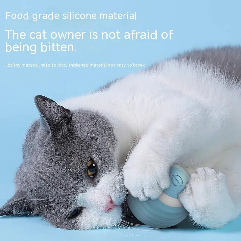 Automatic moving bouncing rolling ball smart cat toy in blue colour with silicone construction