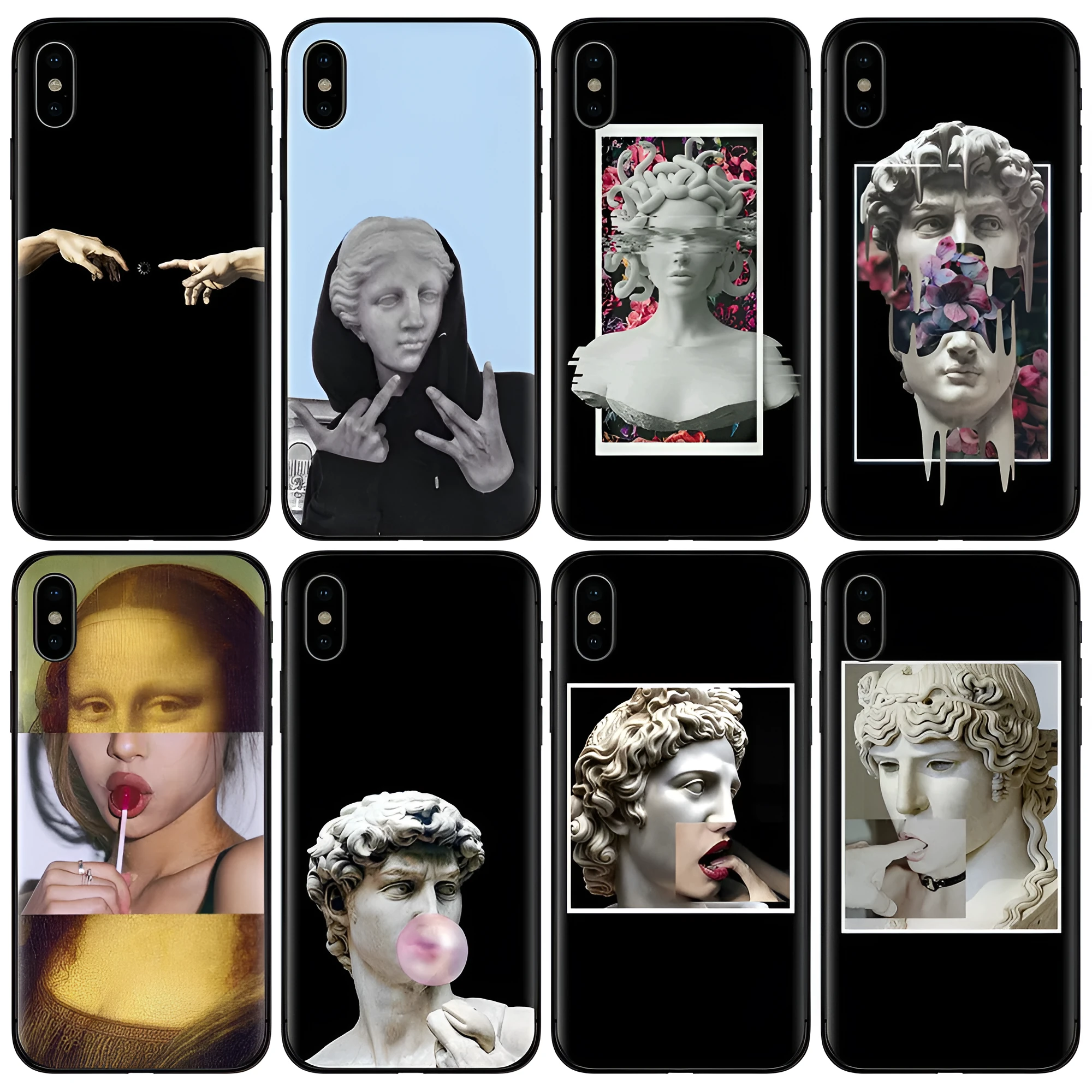 Oil painting Adam's creation TPU phone case in colour option 1 with floral and letter painted design for iPhone