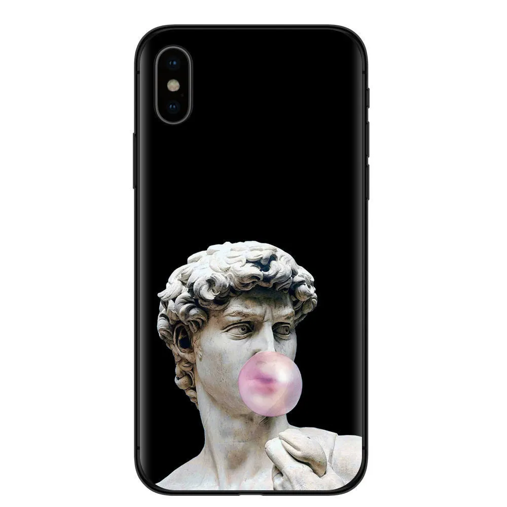 Oil painting Adam's creation TPU phone case in colour option 1 with floral and letter painted design for iPhone