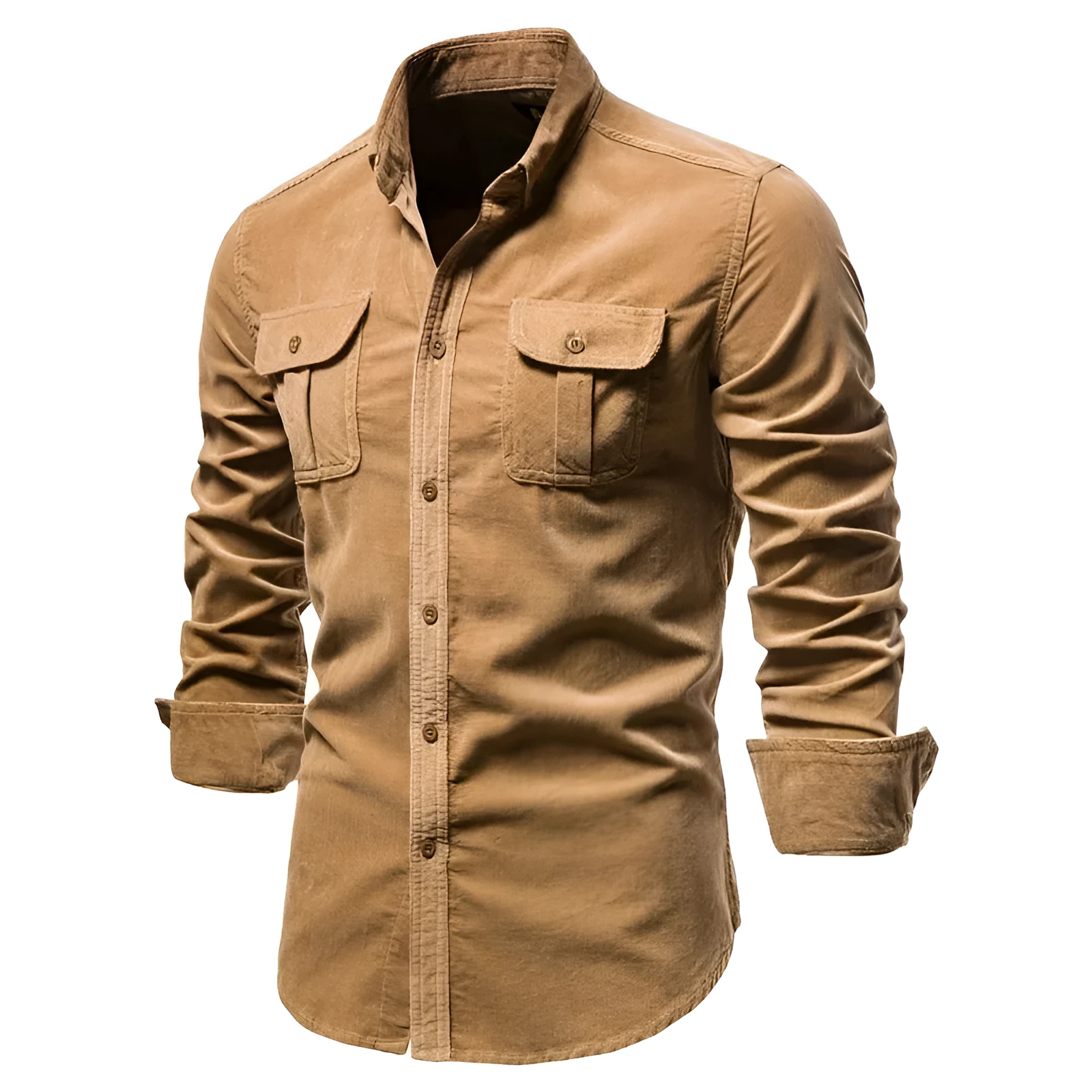 Men's long sleeve linen shirt shown in Denim Blue colour, also available in Army Green, White, Navy Blue, Red, and four other colours.