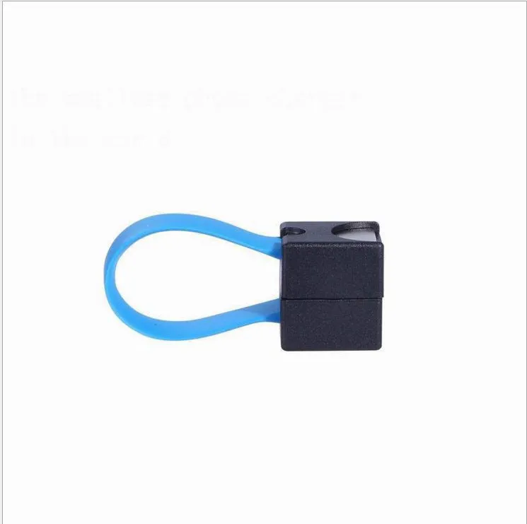 Portable multifunctional mobile phone emergency charger with two AA dry batteries, plastic shell, 17x17mm size, available in black red and blue