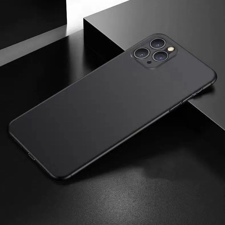 Ultra-thin frosted PP solid colour iPhone case in black with matte finish and precise cutouts