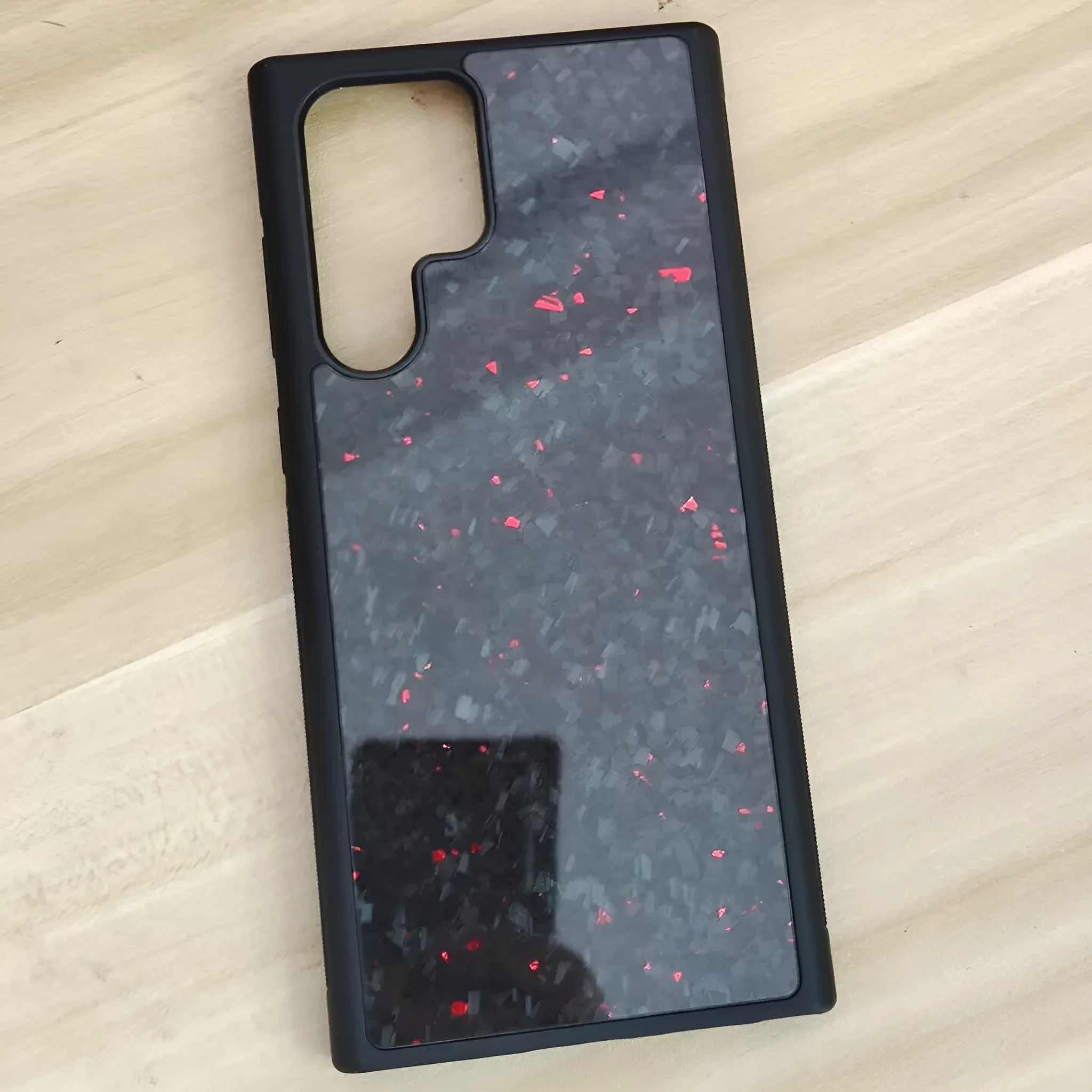 Carbon fibre silicone phone case for Samsung S24 Ultra with 3K twill backplate and silicone edges