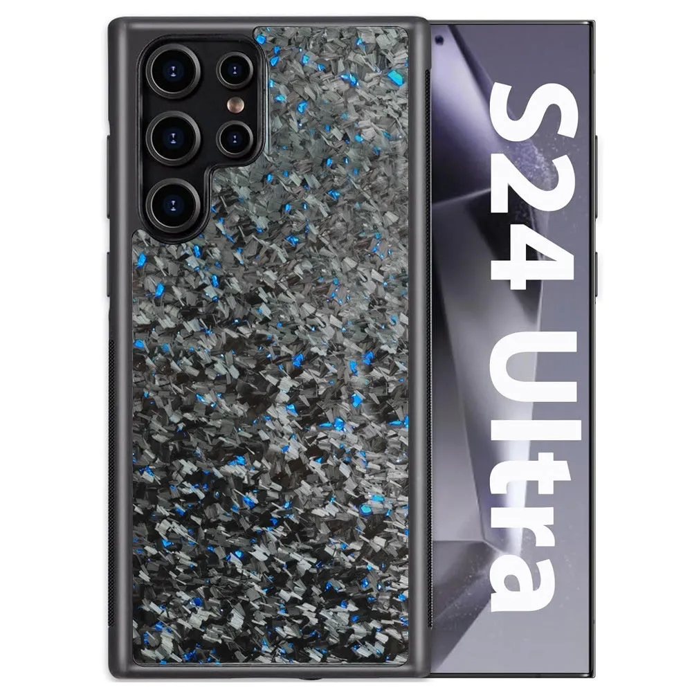 Carbon fibre silicone phone case for Samsung S24 Ultra with 3K twill backplate and silicone edges