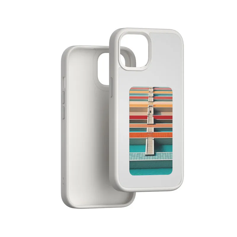 Four-colour E-ink screen smart phone case for iPhone, shockproof TPU, black colour, with magnetic feature