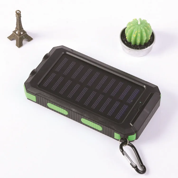 Strong waterproof solar power bank 20000mAh with compass in black shell, polymer lithium battery, outdoor charger