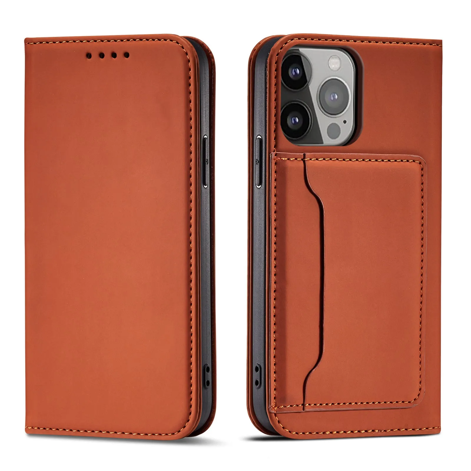 Card phone holster holder protective cover in solid colour with card slot flipped open showing phone