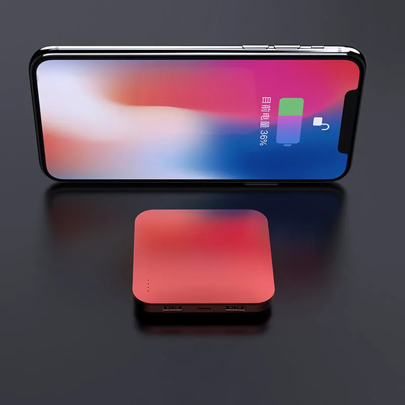Universal metal alloy power bank with multi-U port output, 80x80x13mm, in black