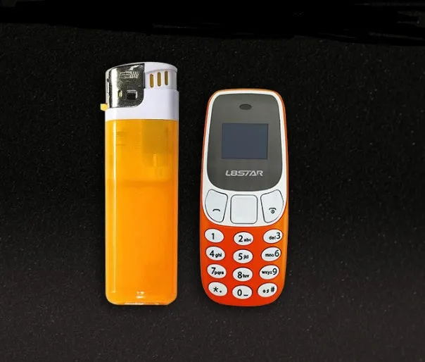Ultra-small miniature thumb phone with 0.66-inch OLED display and dual SIM slots, blue colour