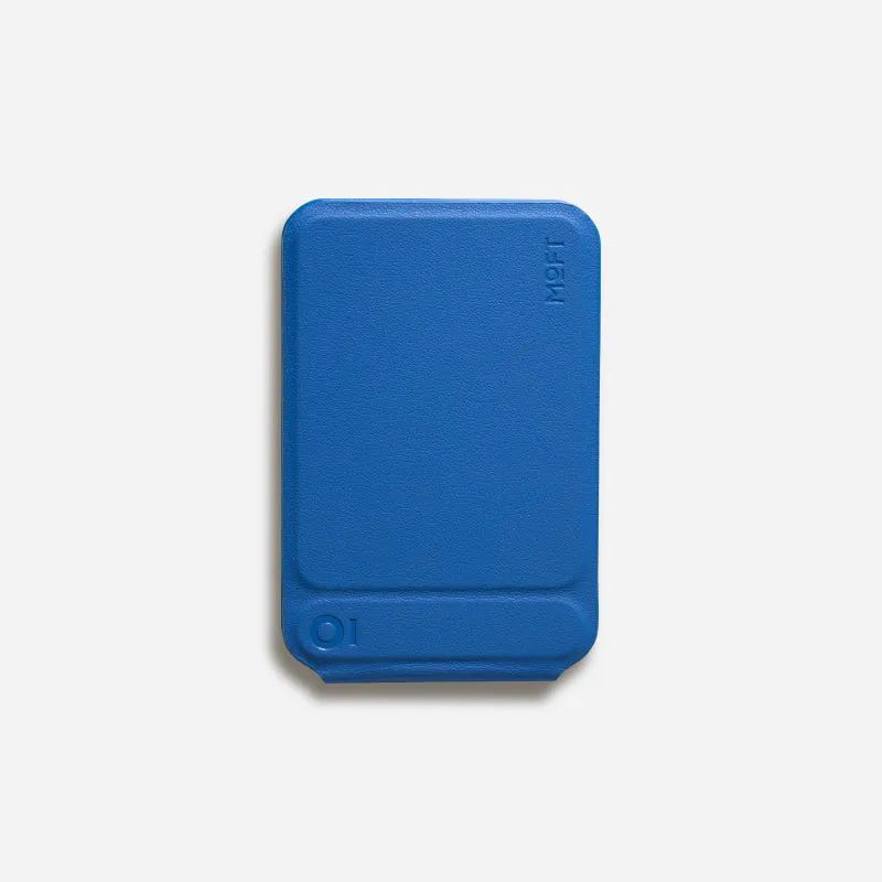 Slim black magnetic mobile phone holder and case showing dimensions and leather finish.