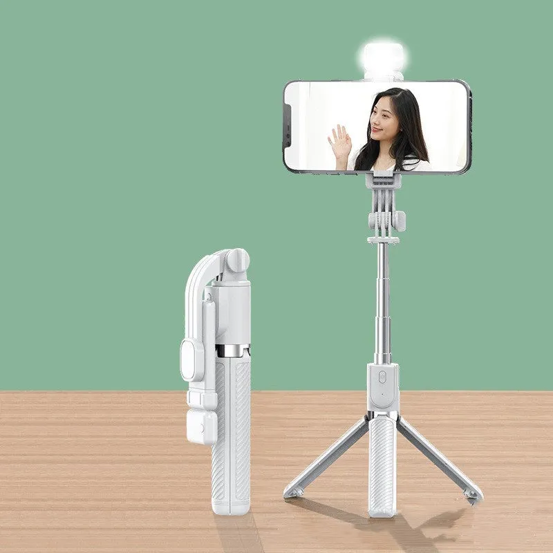 Integrated selfie stick Bluetooth remote tripod stand ABS stainless steel phone holder Beautify Light