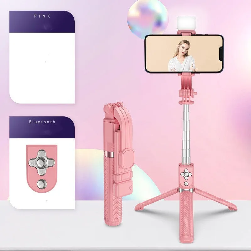 Integrated selfie stick Bluetooth remote tripod stand ABS stainless steel phone holder Beautify Light