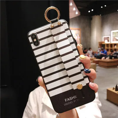 Matte black striped TPU phone case with 3D relief texture for iPhone back cover