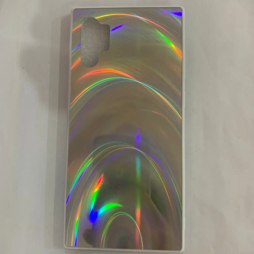 Rainbow mirror soft case glitter cover phone case in pink with studded rainbow gradient
