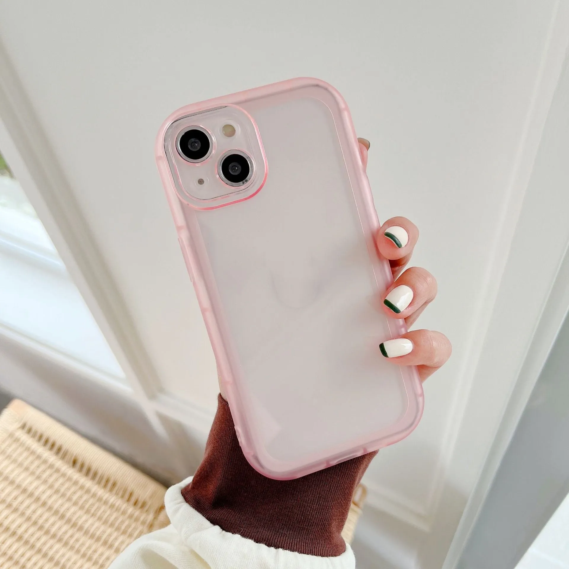 Transparent TPU candy case for iPhone 13 back cover in blue showing solid colour slim fit design