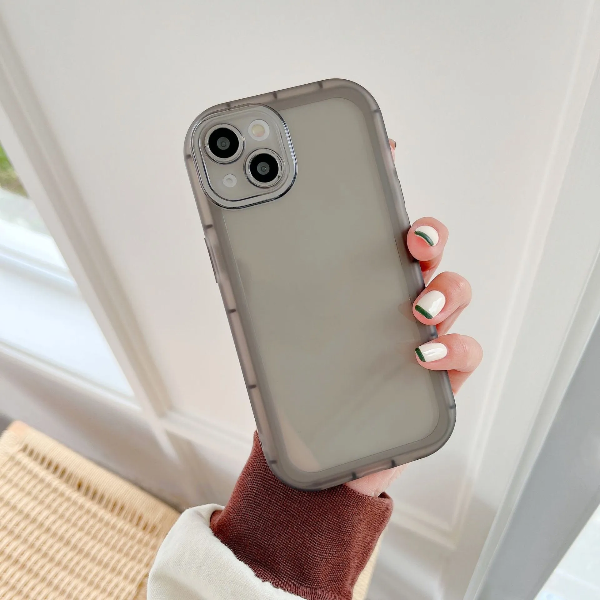 Transparent TPU candy case for iPhone 13 back cover in blue showing solid colour slim fit design