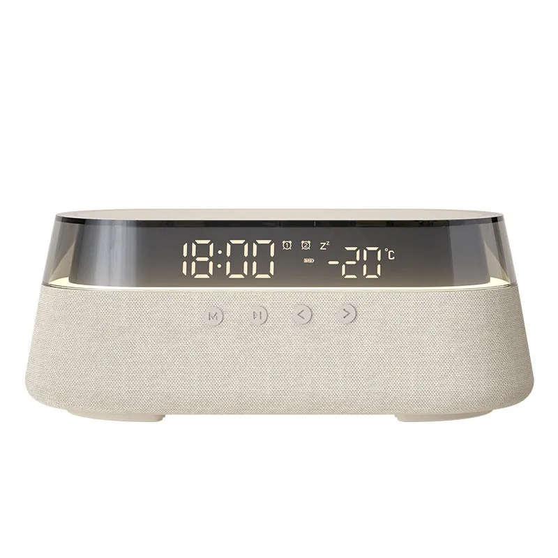 Wireless charging audio gift box night light with Bluetooth speaker, three dimming levels, beige colour