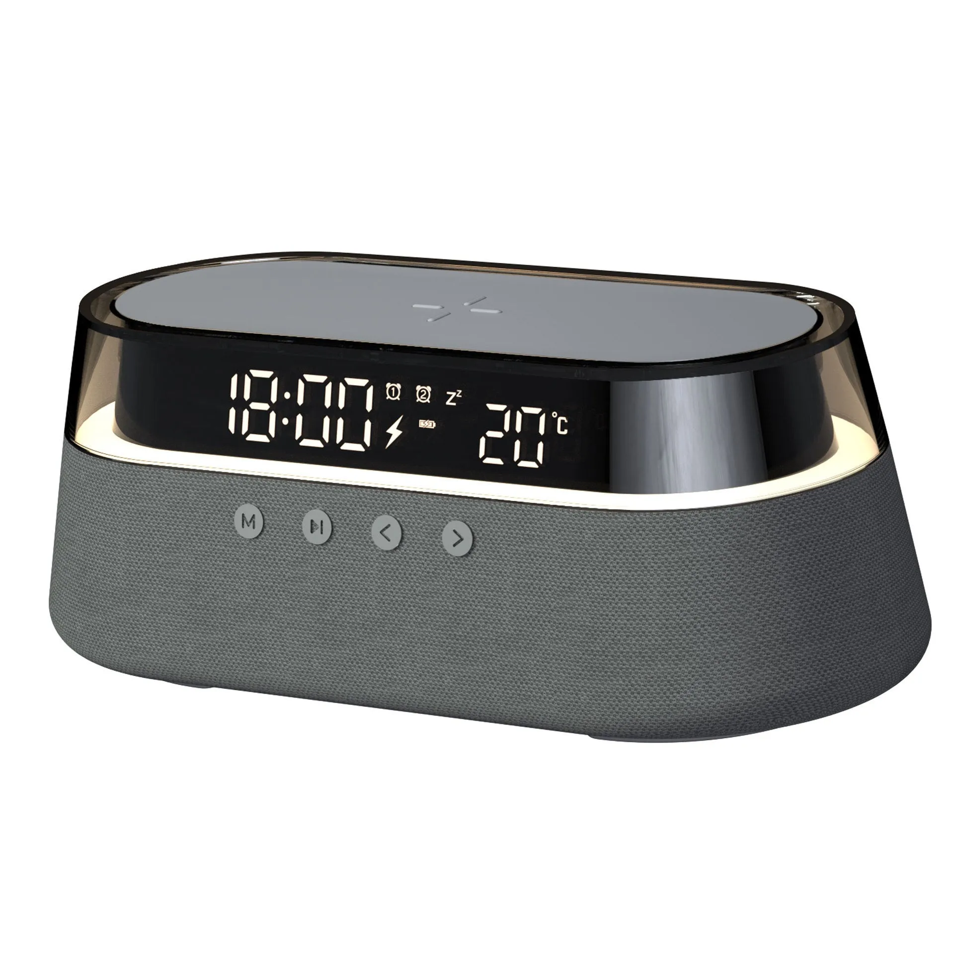 Wireless charging audio gift box night light with Bluetooth speaker, three dimming levels, beige colour