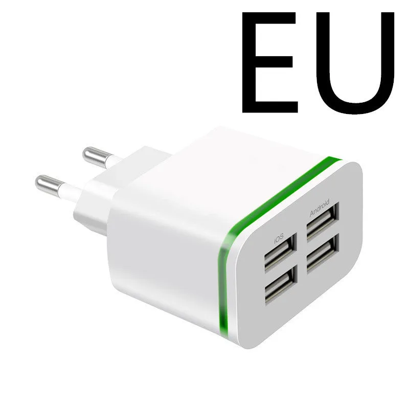Universal travel charging head with USB port and light function, ABS shell, black colour, EU plug