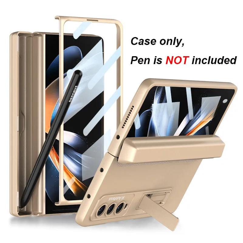 Home folding screen phone case protector for Samsung Galaxy Z Fold 4, magnetic PC cover, champagne gold colour