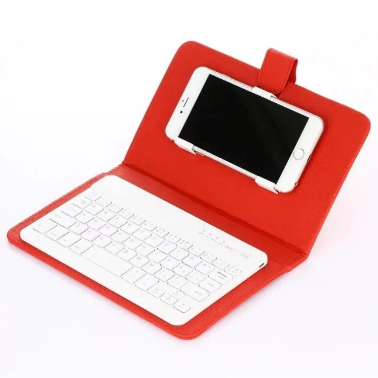 A wireless Bluetooth keyboard integrated into a protective phone case holster, shown in multiple colour options.