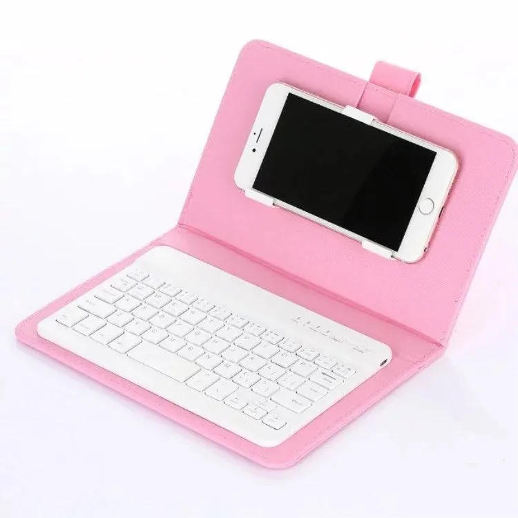 A wireless Bluetooth keyboard integrated into a protective phone case holster, shown in multiple colour options.