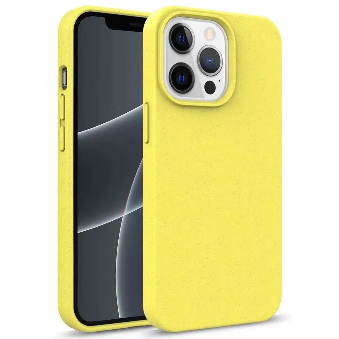 Compostable wheat straw phone case for iPhone, slim back cover in solid colour with TPU edge