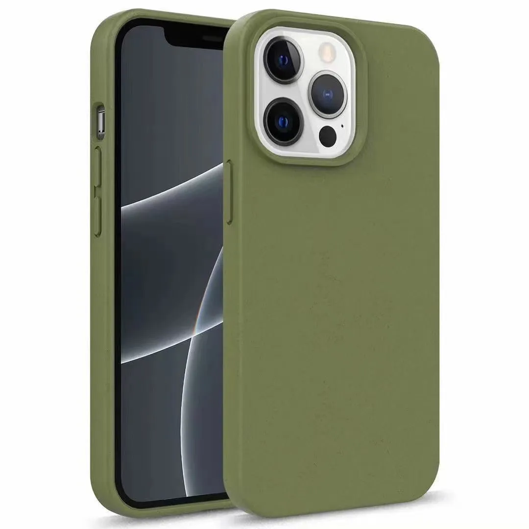 Compostable wheat straw phone case for iPhone, slim back cover in solid colour with TPU edge