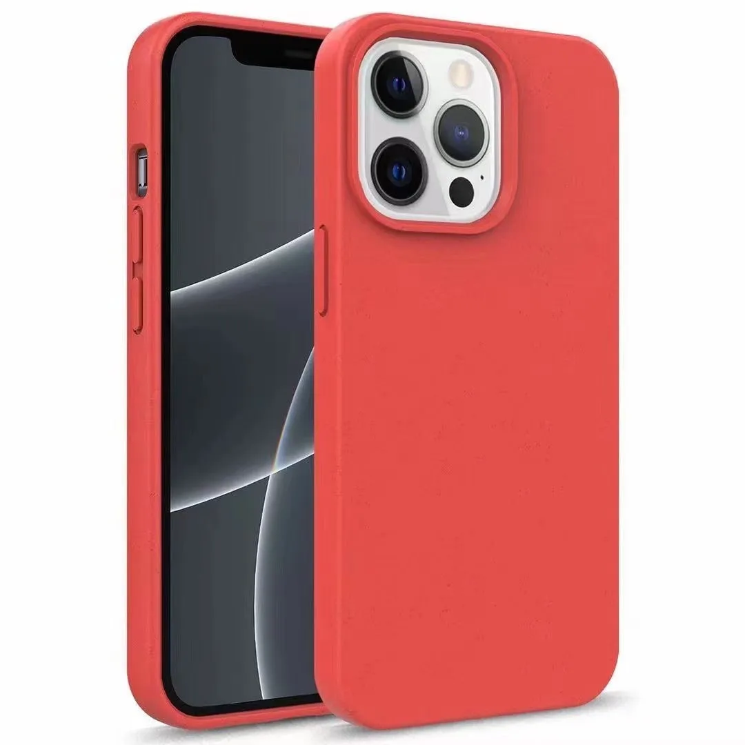Compostable wheat straw phone case for iPhone, slim back cover in solid colour with TPU edge