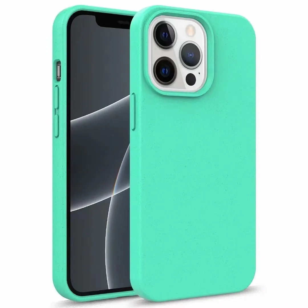 Compostable wheat straw phone case for iPhone, slim back cover in solid colour with TPU edge