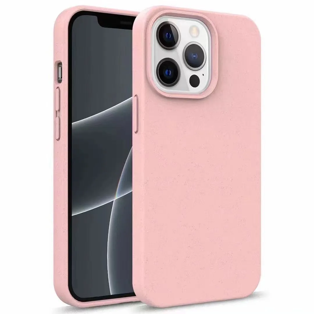 Compostable wheat straw phone case for iPhone, slim back cover in solid colour with TPU edge