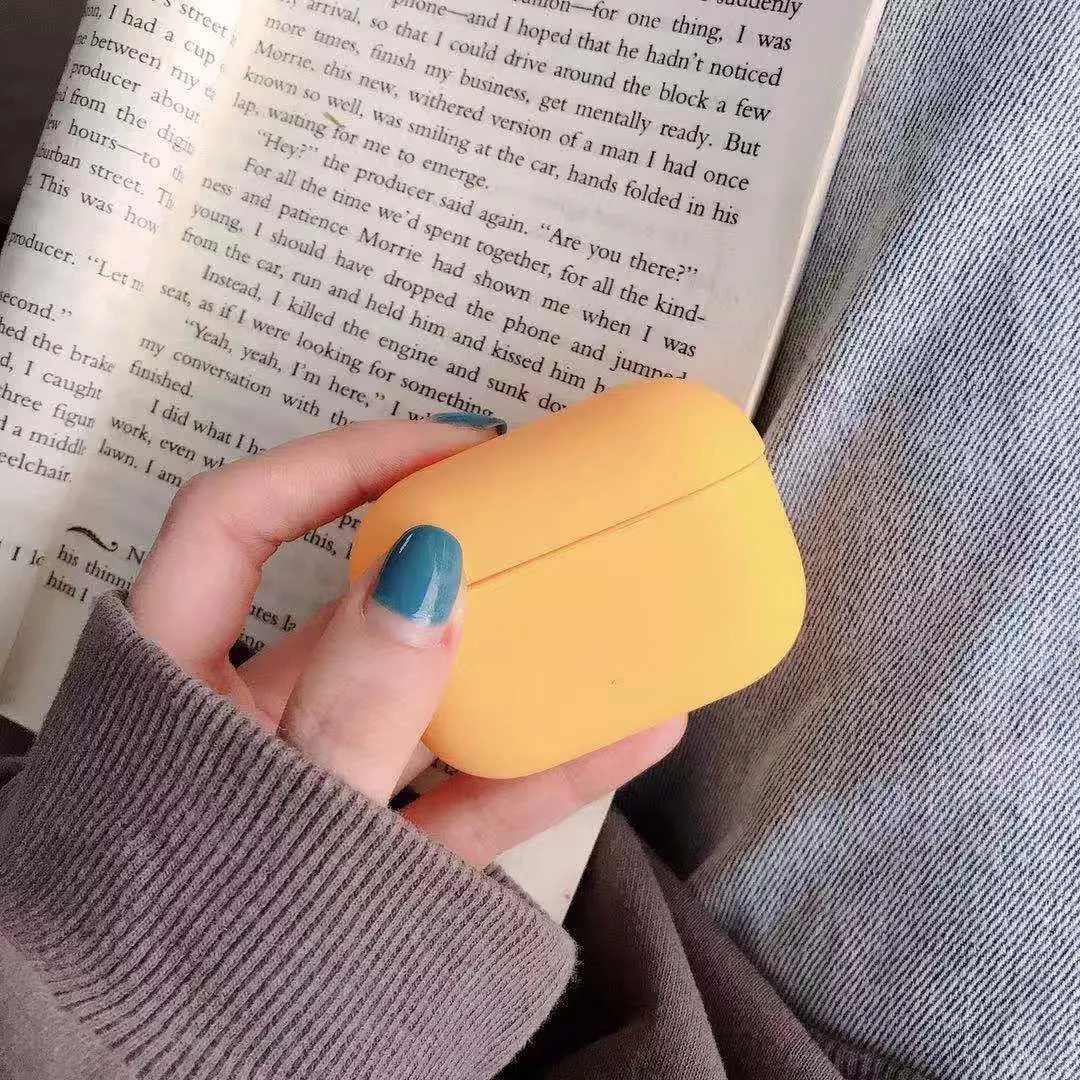 Plastic protective case for AirPods Pro shown in multiple colour options