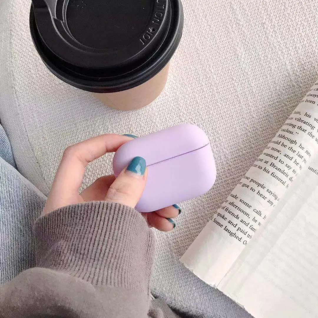 Plastic protective case for AirPods Pro shown in multiple colour options