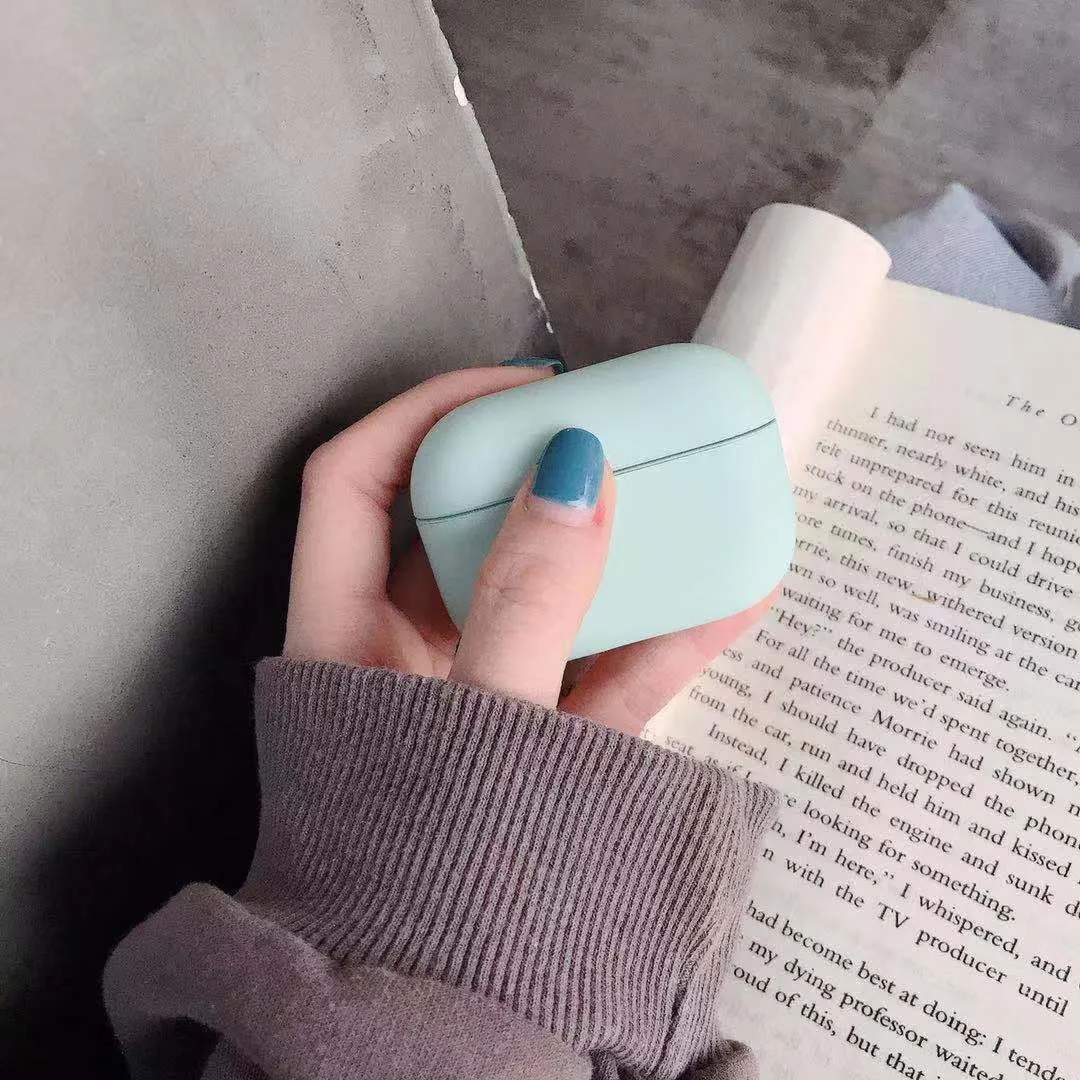 Plastic protective case for AirPods Pro shown in multiple colour options