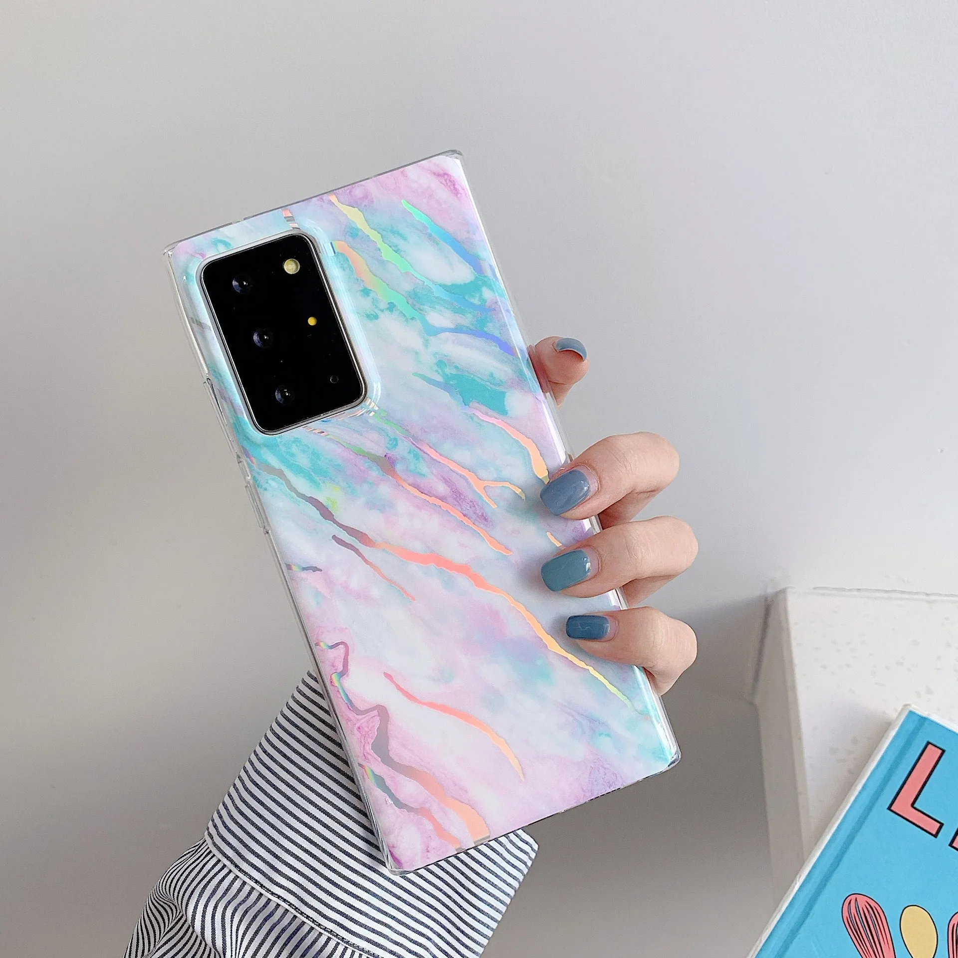 Samsung laser marbled TPU phone case in blue with starry sky pattern for Note 10