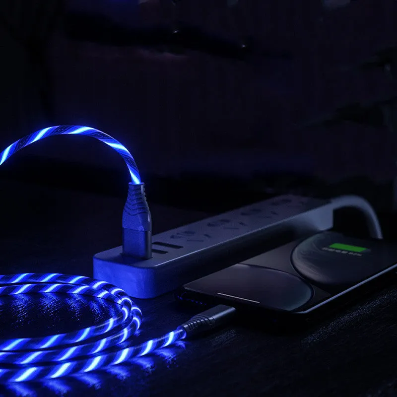 Three-in-one streamer data cable with 200cm length, featuring Lightning, Micro USB, and Type-C connectors in multiple colours