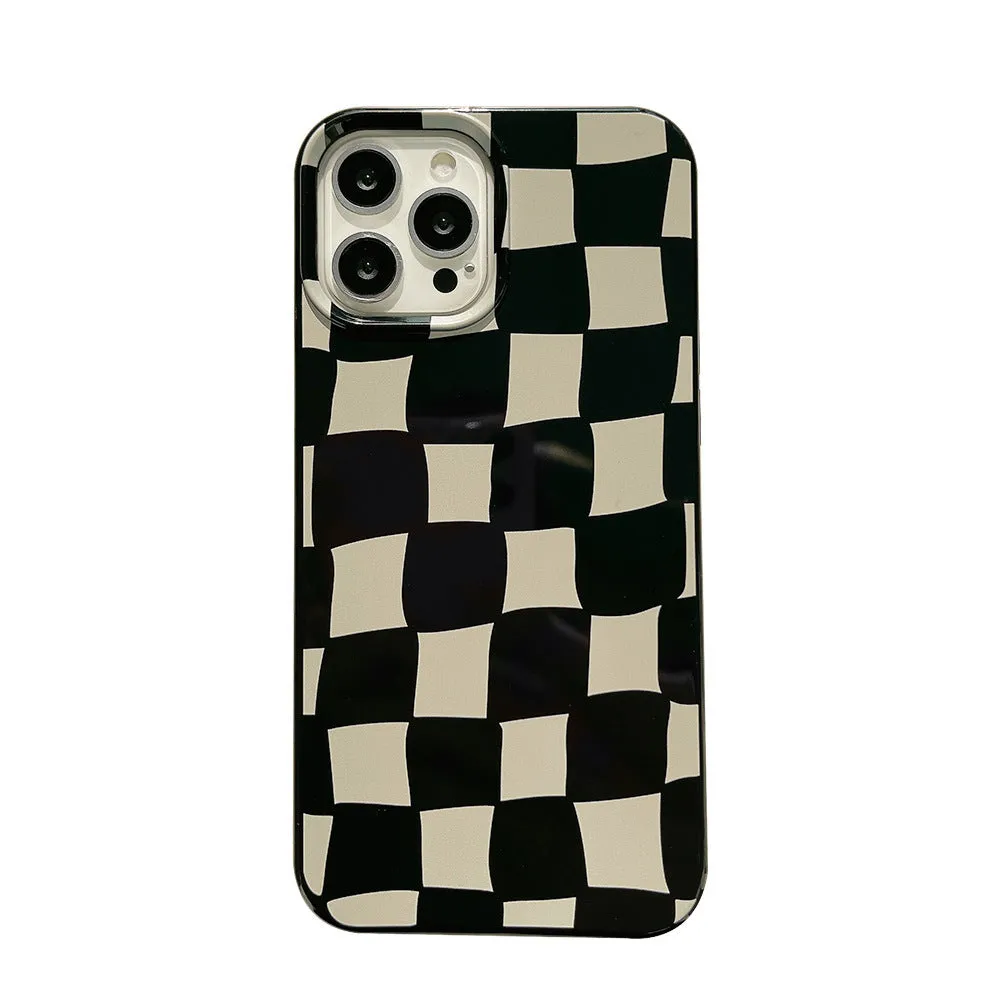 Bright Black Twisted Grid TPU phone case for iPhone 13 Pro Max with lattice pattern