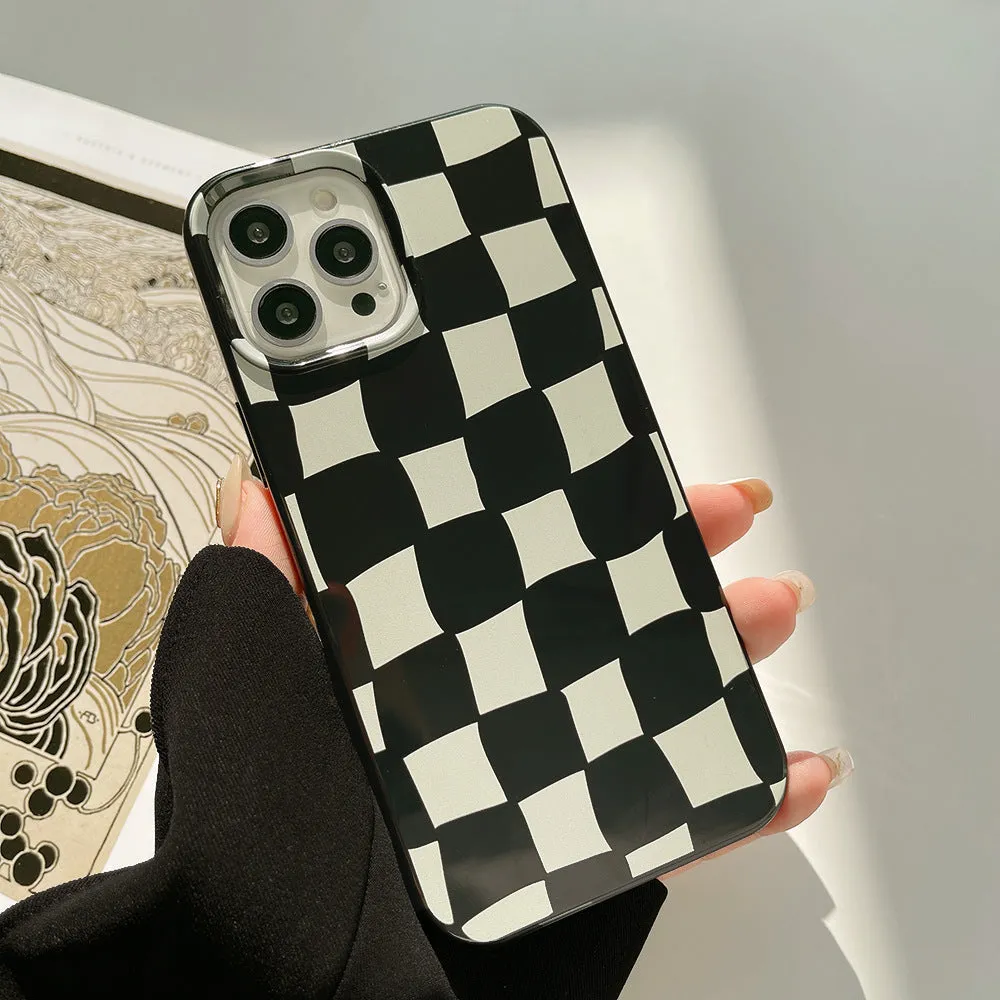Bright Black Twisted Grid TPU phone case for iPhone 13 Pro Max with lattice pattern