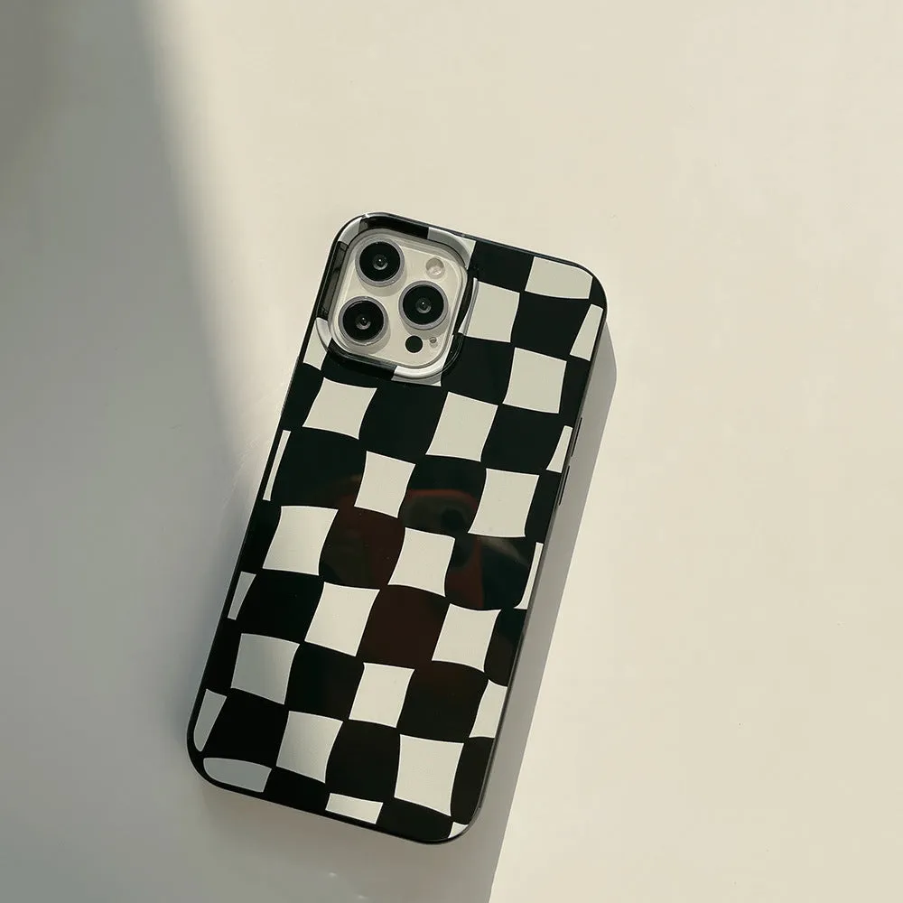 Bright Black Twisted Grid TPU phone case for iPhone 13 Pro Max with lattice pattern
