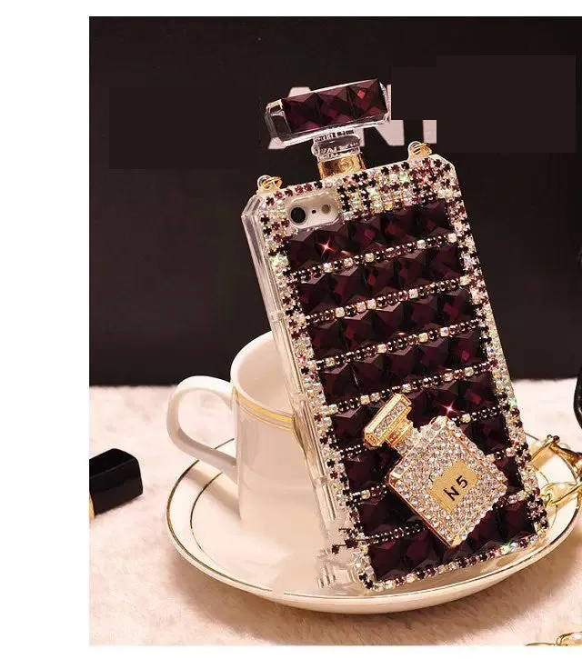 Handcrafted TPU rhinestone bling phone case in black white decorative protective cover for iPhone Samsung