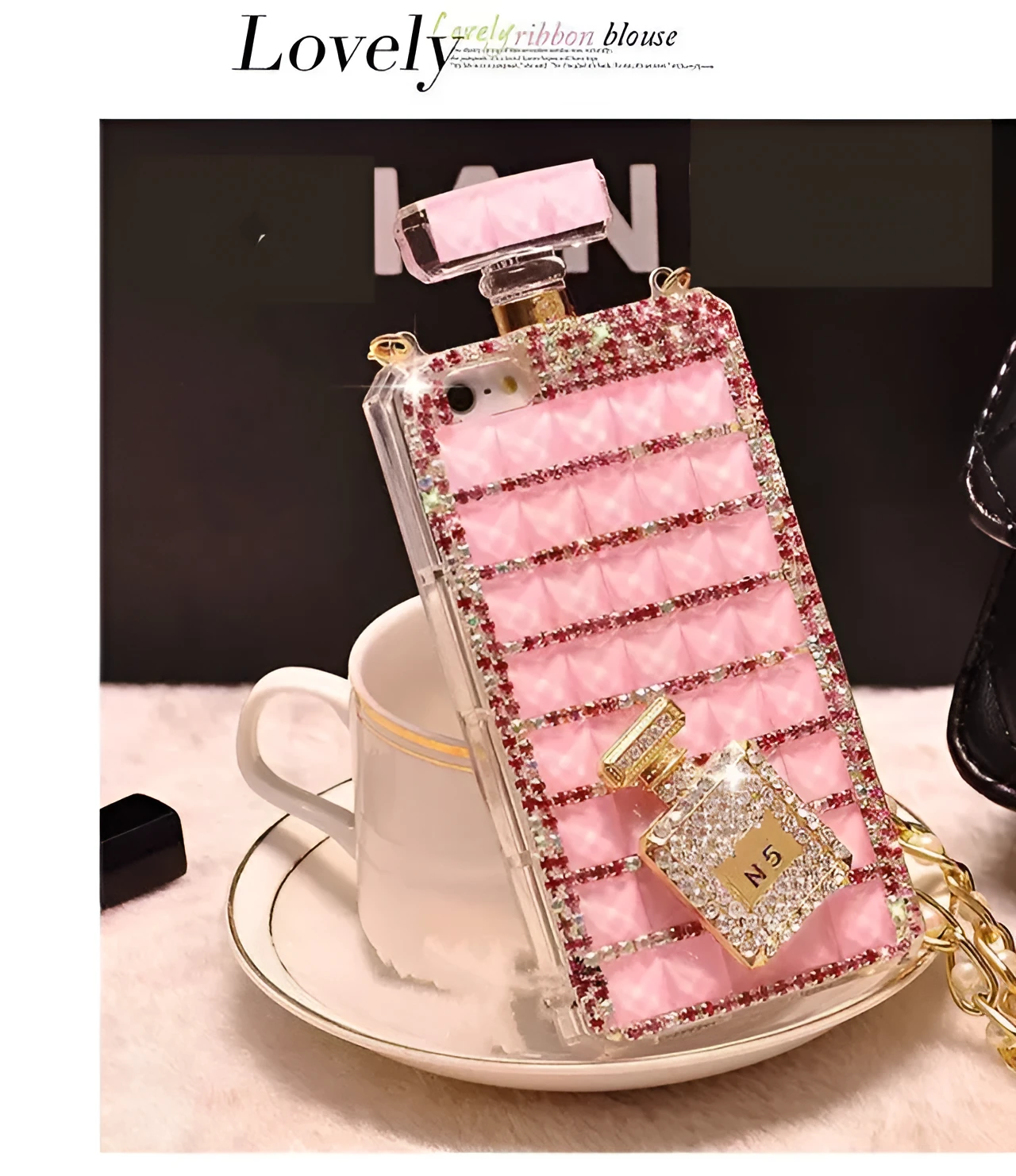 Handcrafted TPU rhinestone bling phone case in black white decorative protective cover for iPhone Samsung