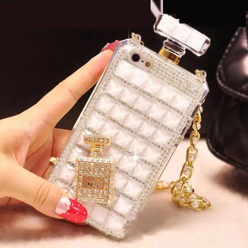 Handcrafted TPU rhinestone bling phone case in black white decorative protective cover for iPhone Samsung