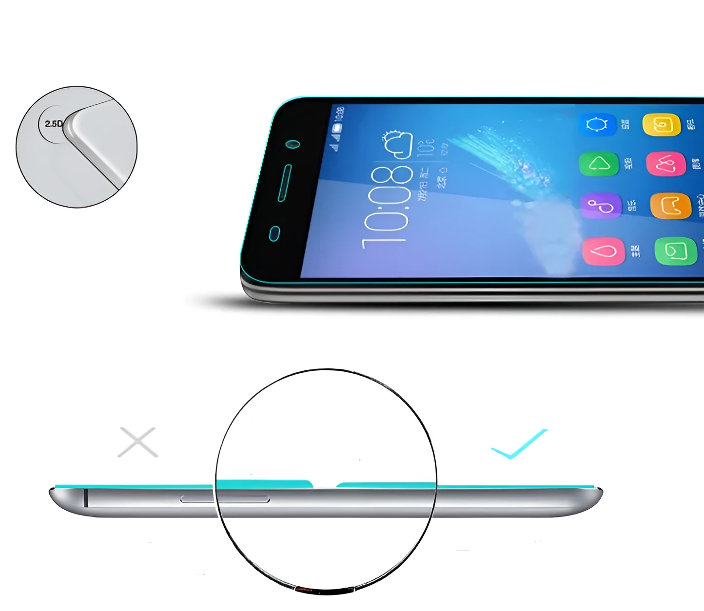 Tempered glass screen protector for iPhone models 4 to X with anti-scratch cover